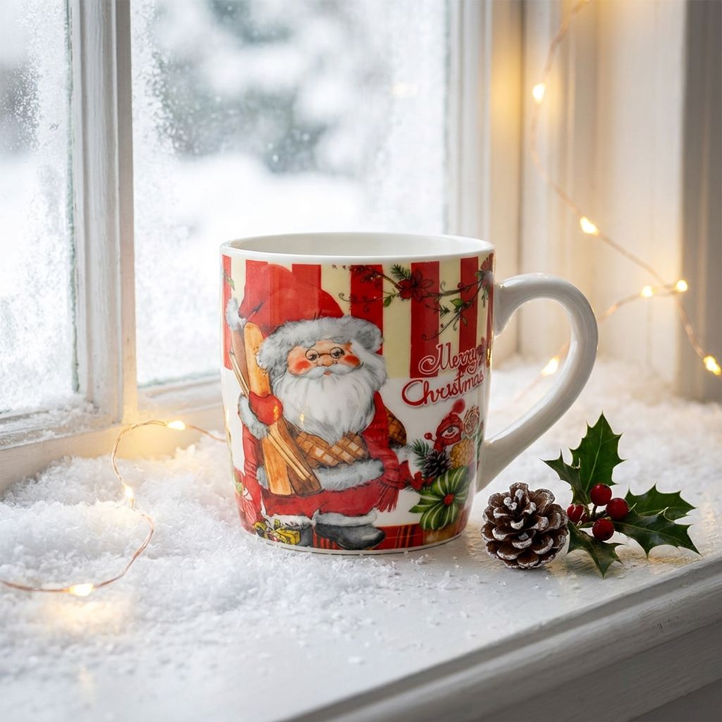 Merry Christmas Santa striped mug