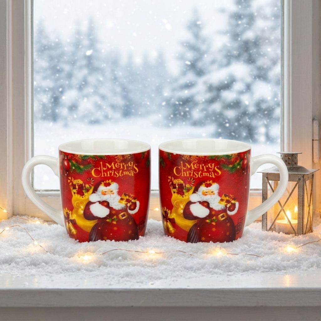 Santa Mug Gift Set of 2 - Yellow Bag Santa