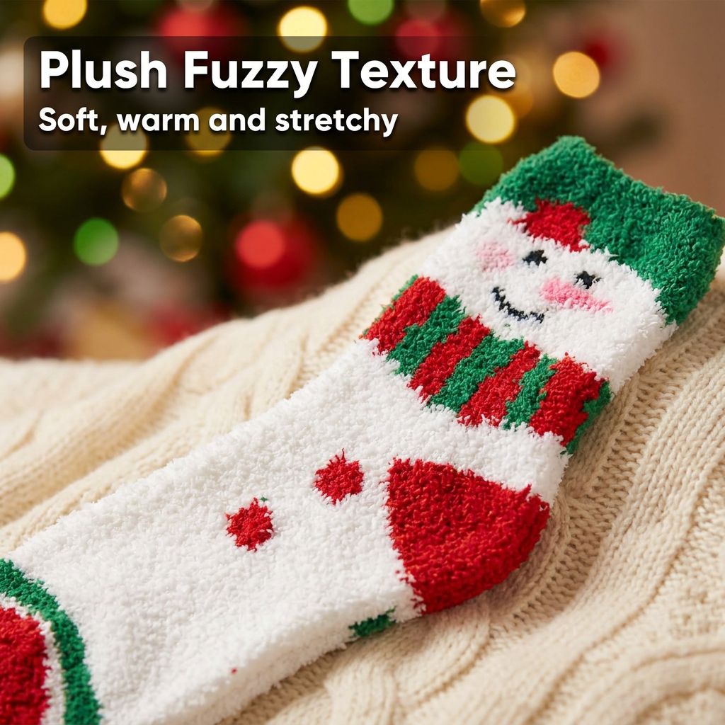 Christmas Mug and Fuzzy Socks Gift Set - close-up of fuzzy sock texture