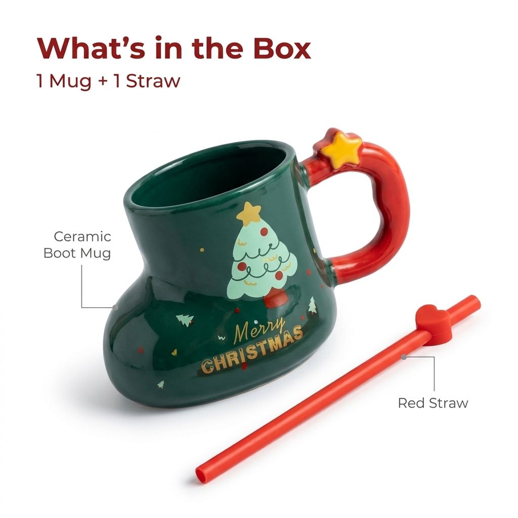 Christmas Boot Mug with Straw - What's in the Box