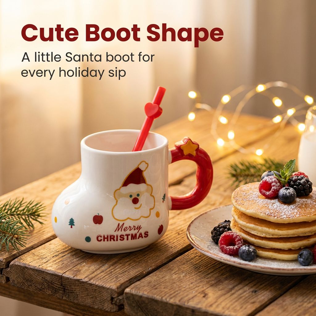 Christmas Boot Mug with Straw - Cute Boot Shape