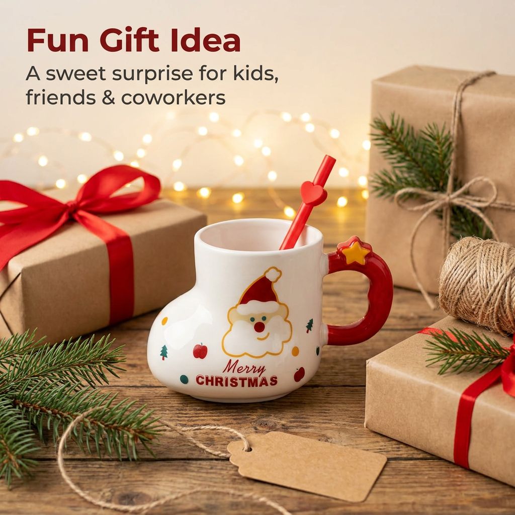 Christmas Boot Mug with Straw - Fun Gift Idea