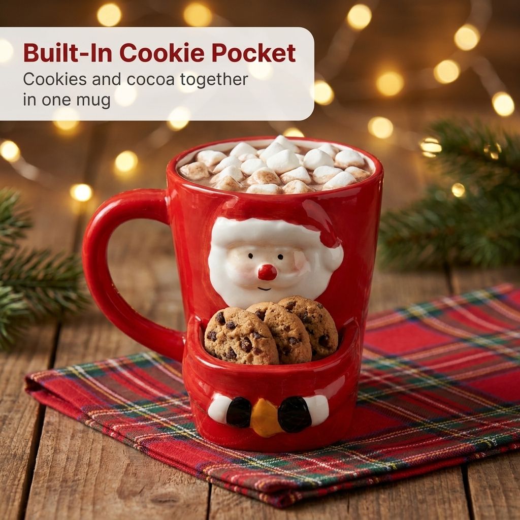 Santa Mug with Cookie Pocket - Built-In Cookie Pocket