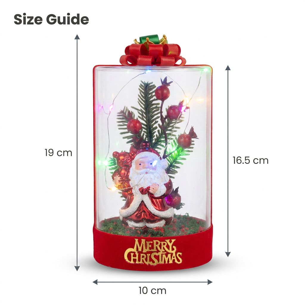 Light-Up Christmas Glass Jar Decoration - Size Guide