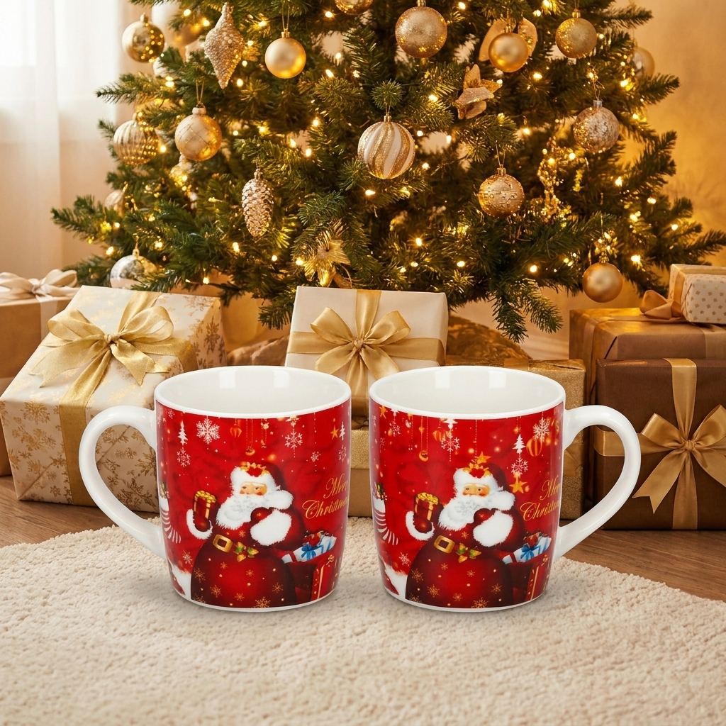 Santa Mug Gift Set of 2 - Socks Santa