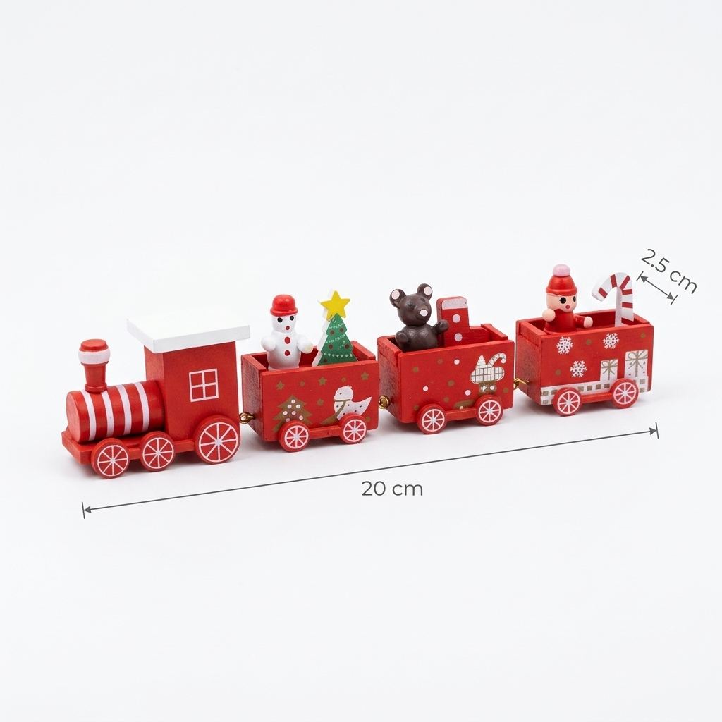 Wooden Christmas train size guide 20 cm