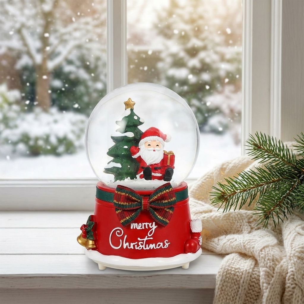 Musical Light-Up Christmas Snow Globe - Santa