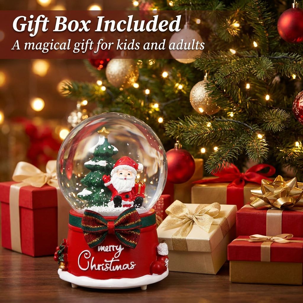 Musical Light-Up Christmas Snow Globe - Gift Box Included