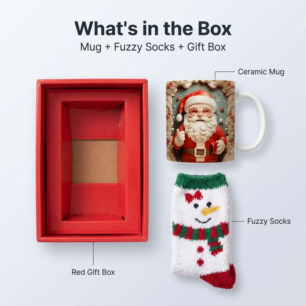 Christmas Mug and Fuzzy Socks Gift Set - what's in the box