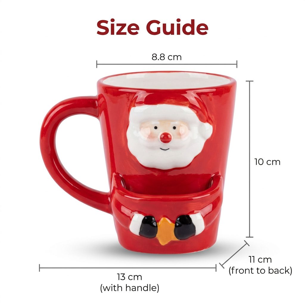 Santa Mug with Cookie Pocket - size guide